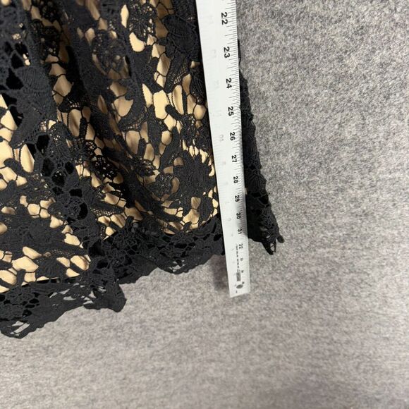 Alya Dress Women XS Black Floral Sheath Midi Crochet V-Neck Sleeveless Zipper - Picture 4 of 6